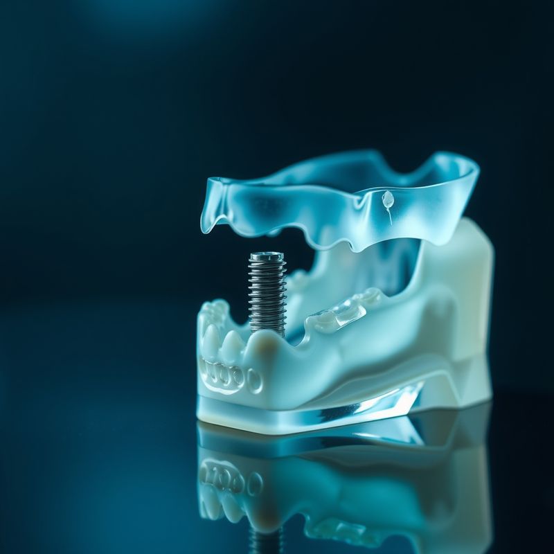 Modelo dental translúcido com implante de titânio