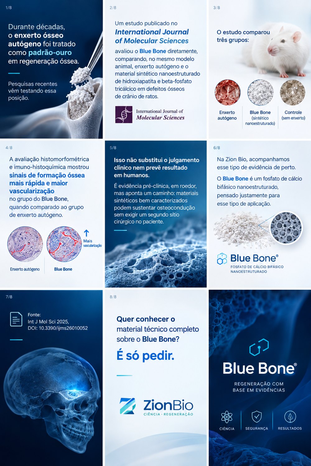 Infográfico: Blue Bone, evidências em regeneração óssea